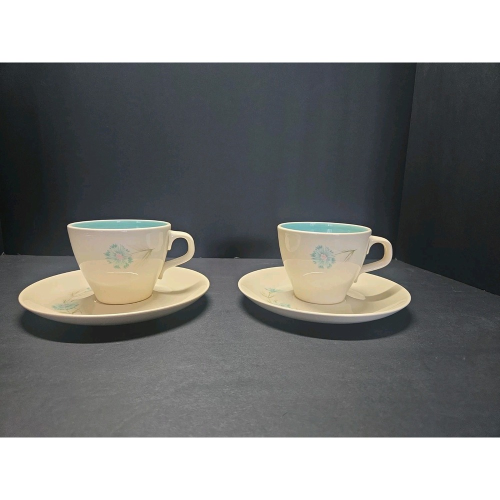 Taylor Smith Taylor Ever Yours Boutonniere Cups & Saucers Set of 2 Vintage MCM
